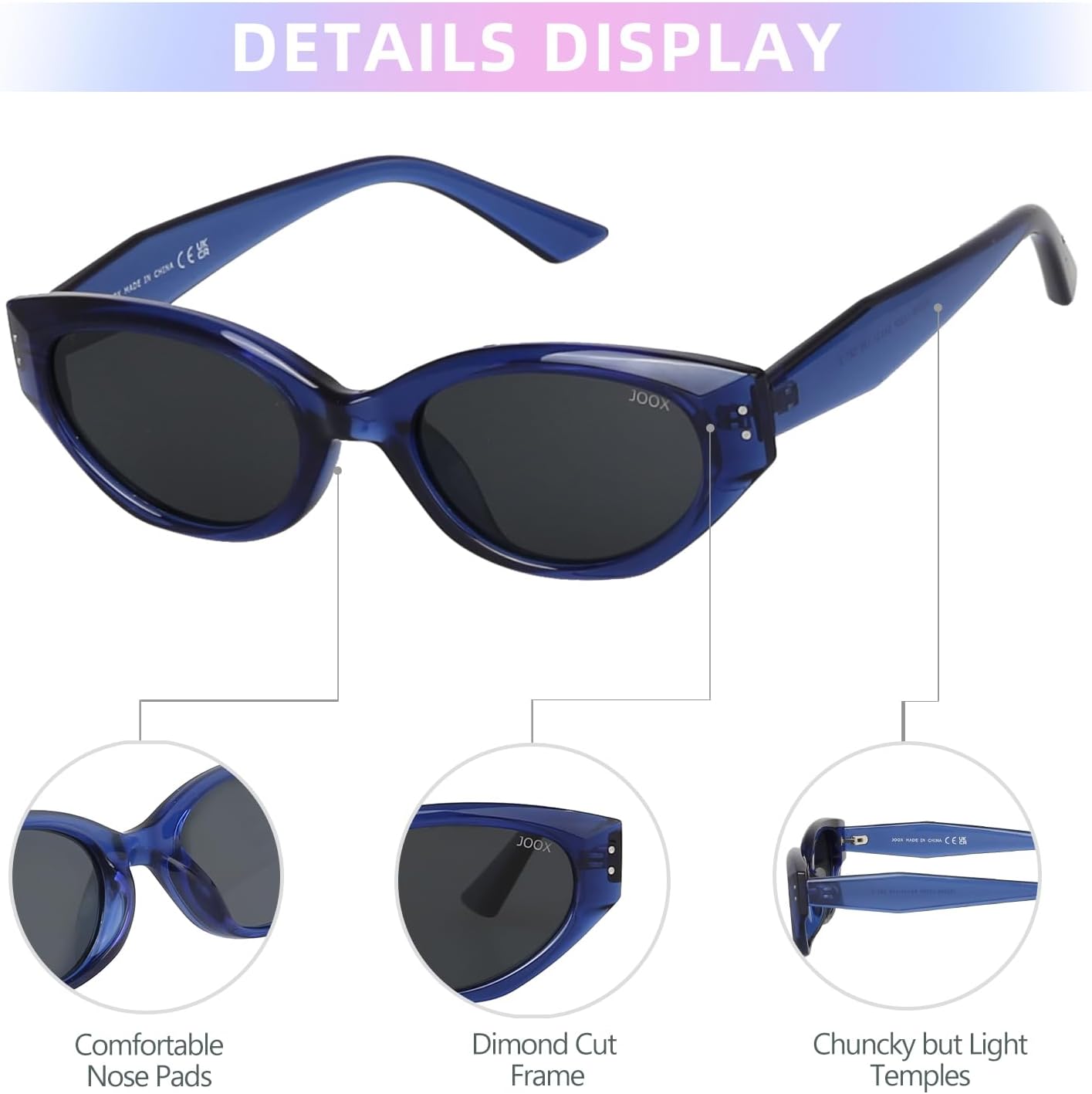 JOOX Trendy Cat Eye Sunglasses for Women,Vintage Polarized Designer Sun Glasses UV400 Protection, Fashion Style Shades Y2K