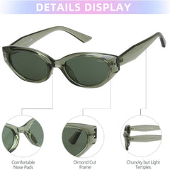 JOOX Trendy Cat Eye Sunglasses for Women,Vintage Polarized Designer Sun Glasses UV400 Protection, Fashion Style Shades Y2K