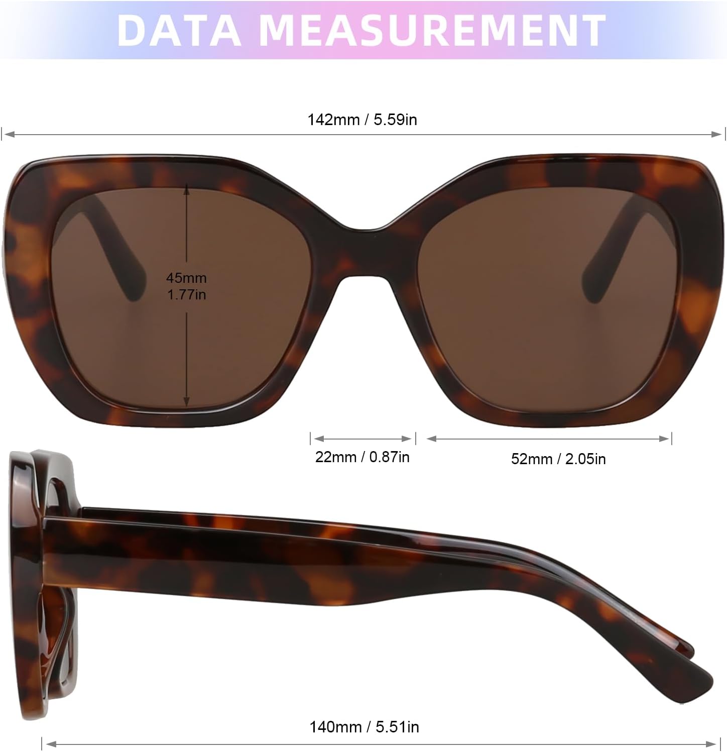 JOOX Oversized Square Sunglasses Women,Trendy Cat Eye Glasses with UV400 Protection