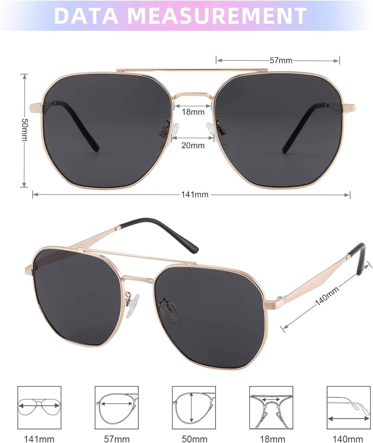 JOOX Retro Hexagon Aviator Sunglasses for Women Men Trendy Sun Glasses Square UV400 Protection Shades