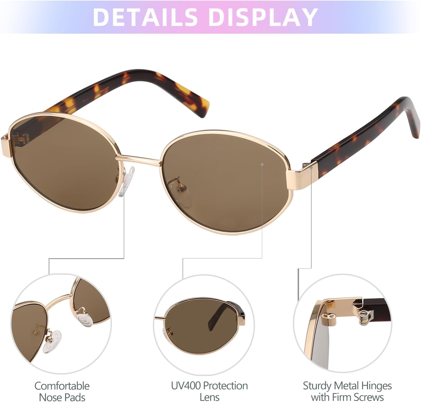 JOOX Retro Oval Sunglasses for Women Men Designer Sun Glasses Classic Shades UV400 Protection