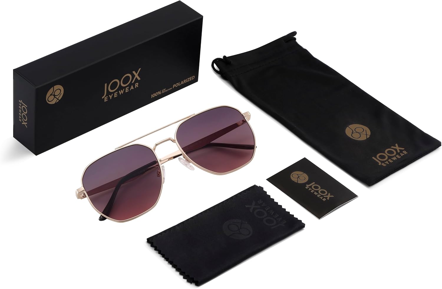 JOOX Retro Hexagon Aviator Sunglasses for Women Men Trendy Sun Glasses Square UV400 Protection Shades