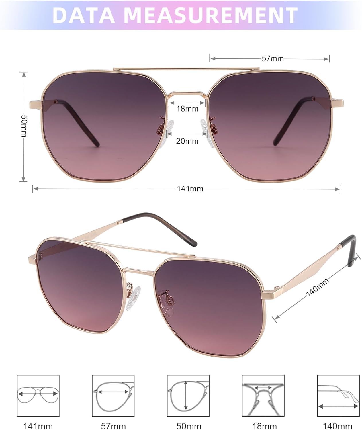 JOOX Retro Hexagon Aviator Sunglasses for Women Men Trendy Sun Glasses Square UV400 Protection Shades