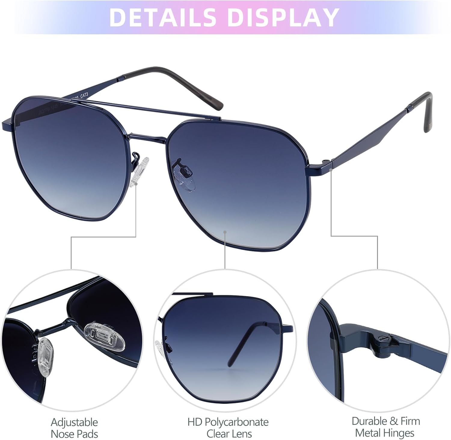 JOOX Retro Hexagon Aviator Sunglasses for Women Men Trendy Sun Glasses Square UV400 Protection Shades