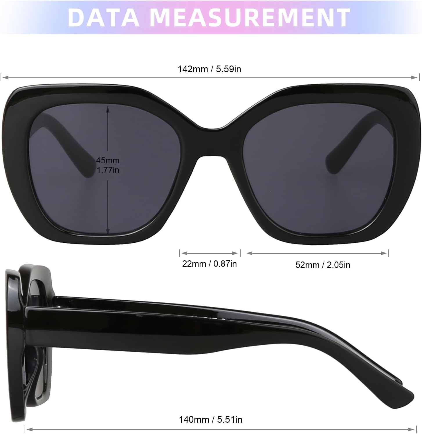 JOOX Oversized Square Sunglasses Women,Trendy Cat Eye Glasses with UV400 Protection