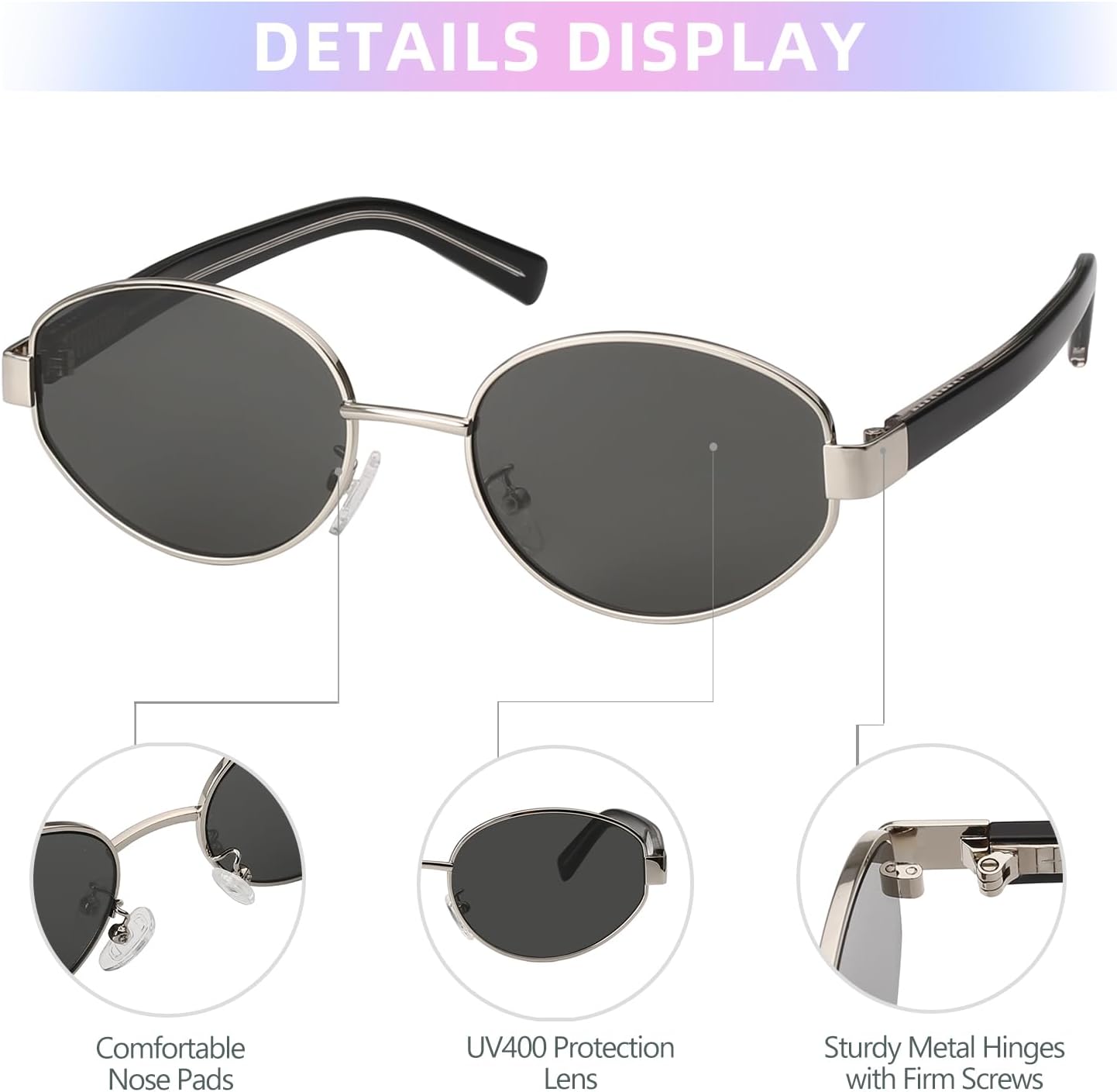 JOOX Retro Oval Sunglasses for Women Men Designer Sun Glasses Classic Shades UV400 Protection