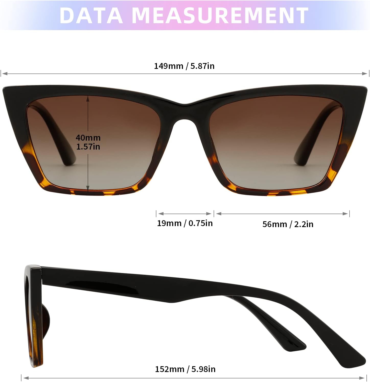 JOOX Polarized Classic Square Cat Eye Sunglasses for Women, Trendy shades with 100% UV protection