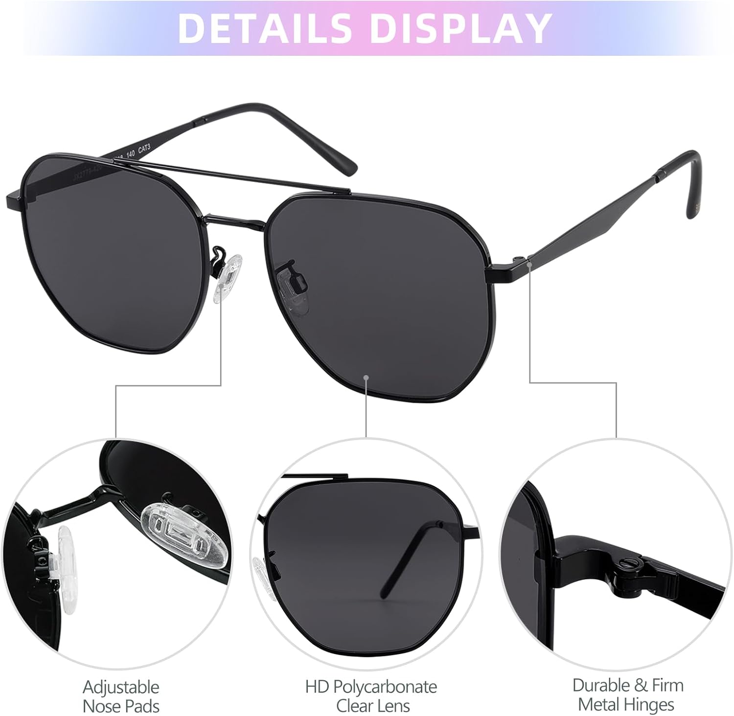 JOOX Retro Hexagon Aviator Sunglasses for Women Men Trendy Sun Glasses Square UV400 Protection Shades