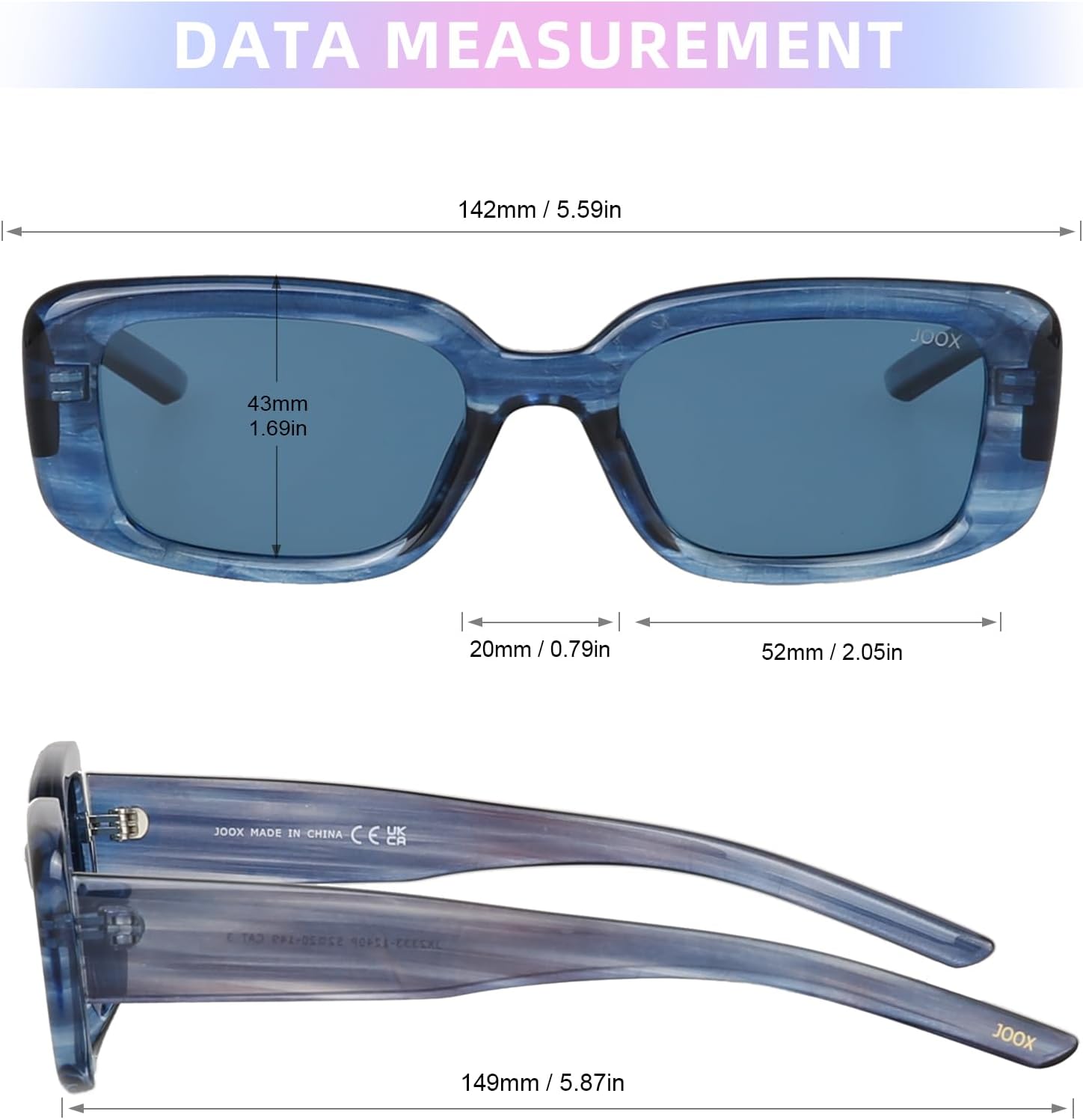 JOOX Retro Rectangle Sunglasses for Women, Vintage Polarized Square Sun Glasses 90's,Trendy Thick Shades UV400 Protection