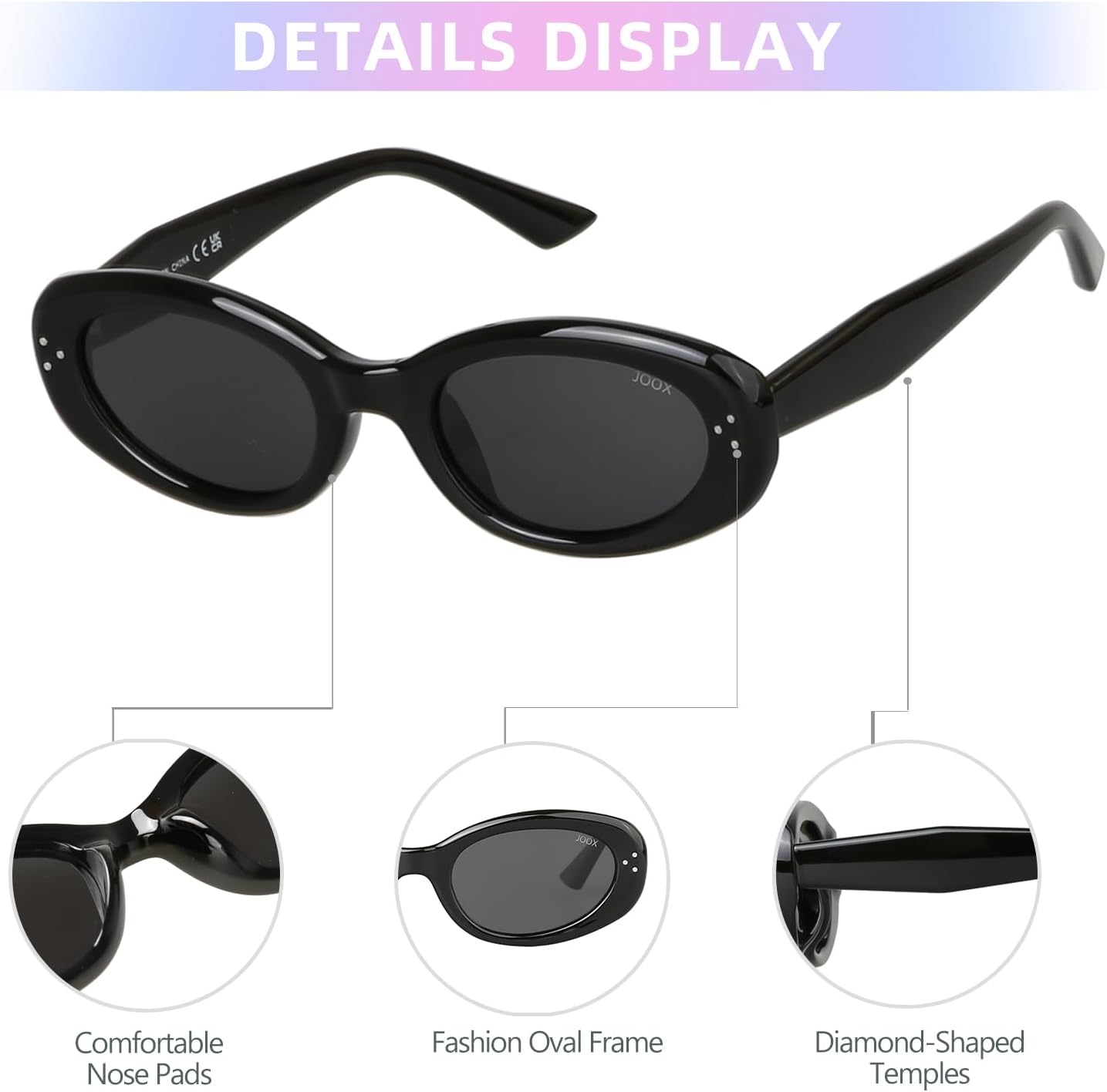 JOOX Retro Oval Sunglasses Women,Vintage Polarized Cat Eye Sun Glasses with UV400 Protection，Cute Round Shades 90s Beach