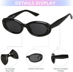 JOOX Retro Oval Sunglasses Women,Vintage Polarized Cat Eye Sun Glasses with UV400 Protection，Cute Round Shades 90s Beach