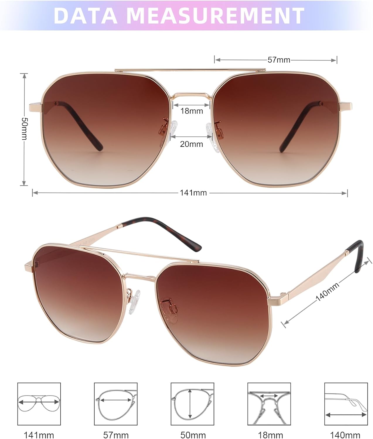 JOOX Retro Hexagon Aviator Sunglasses for Women Men Trendy Sun Glasses Square UV400 Protection Shades