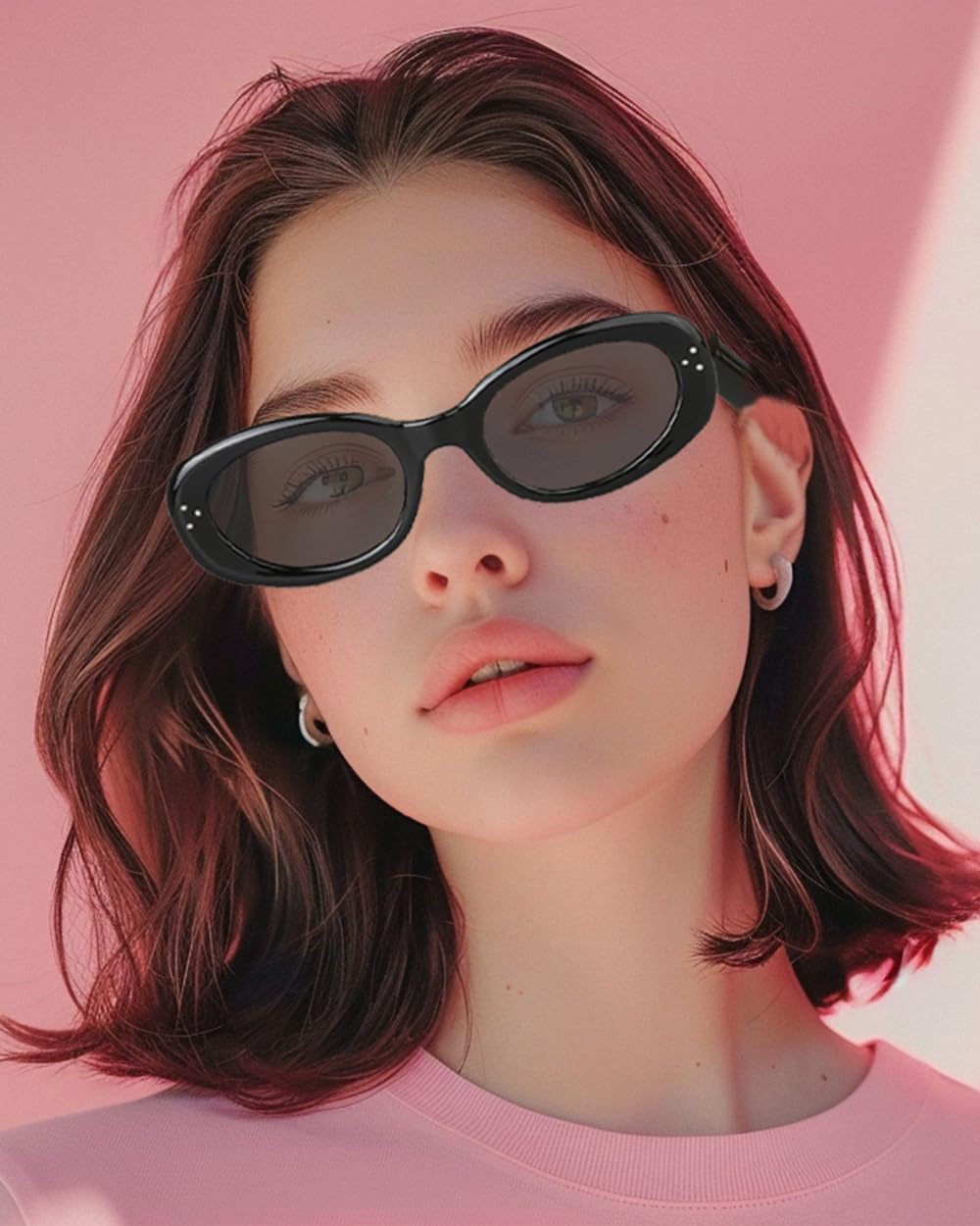 JOOX Retro Oval Sunglasses Women,Vintage Polarized Cat Eye Sun Glasses with UV400 Protection，Cute Round Shades 90s Beach