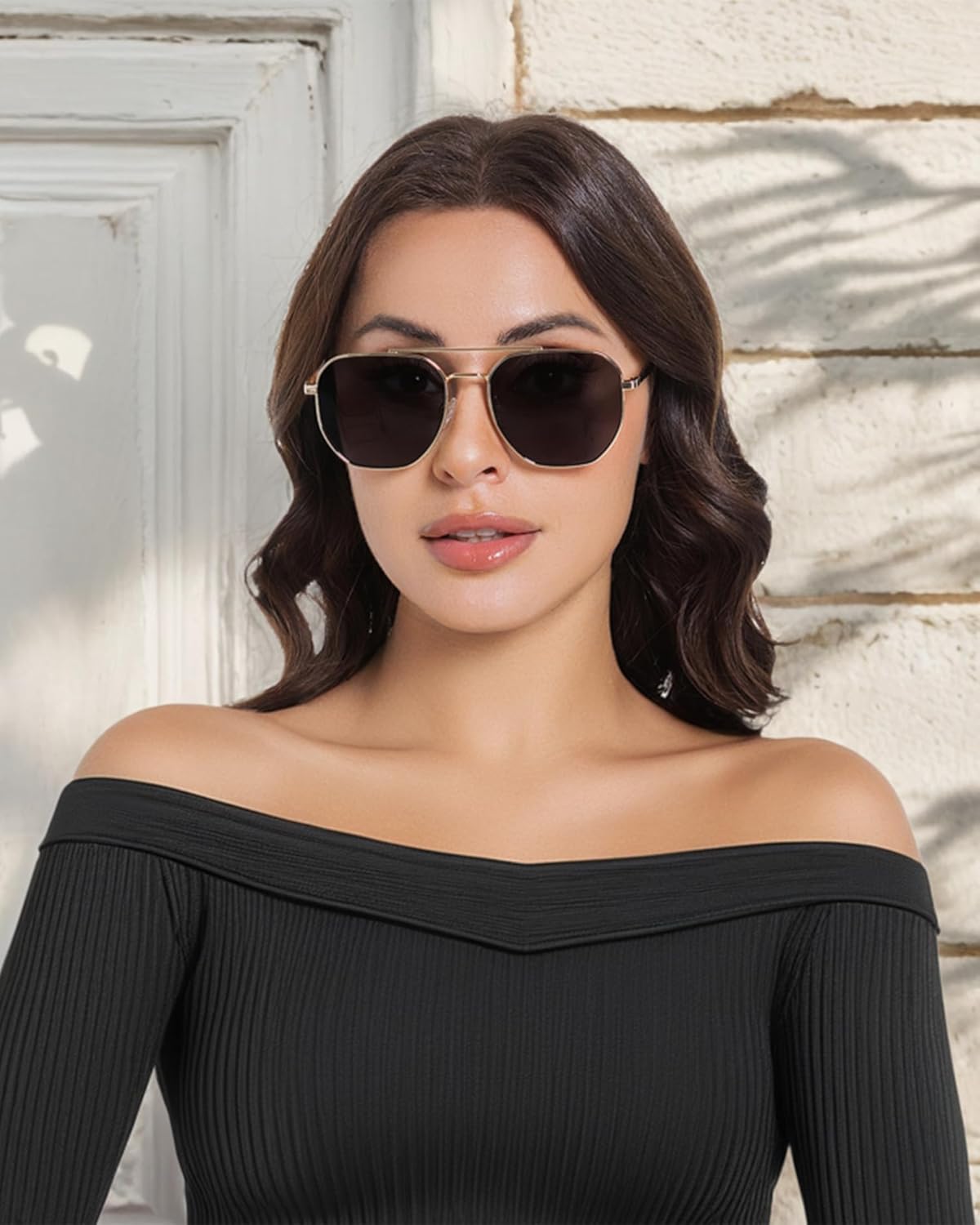 JOOX Retro Hexagon Aviator Sunglasses for Women Men Trendy Sun Glasses Square UV400 Protection Shades