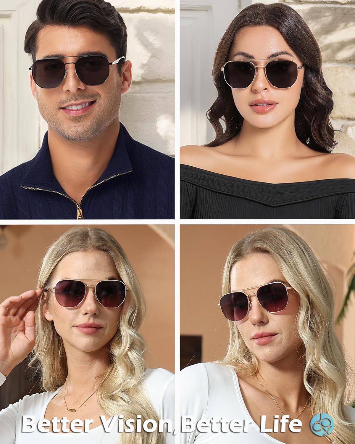 JOOX Retro Hexagon Aviator Sunglasses for Women Men Trendy Sun Glasses Square UV400 Protection Shades