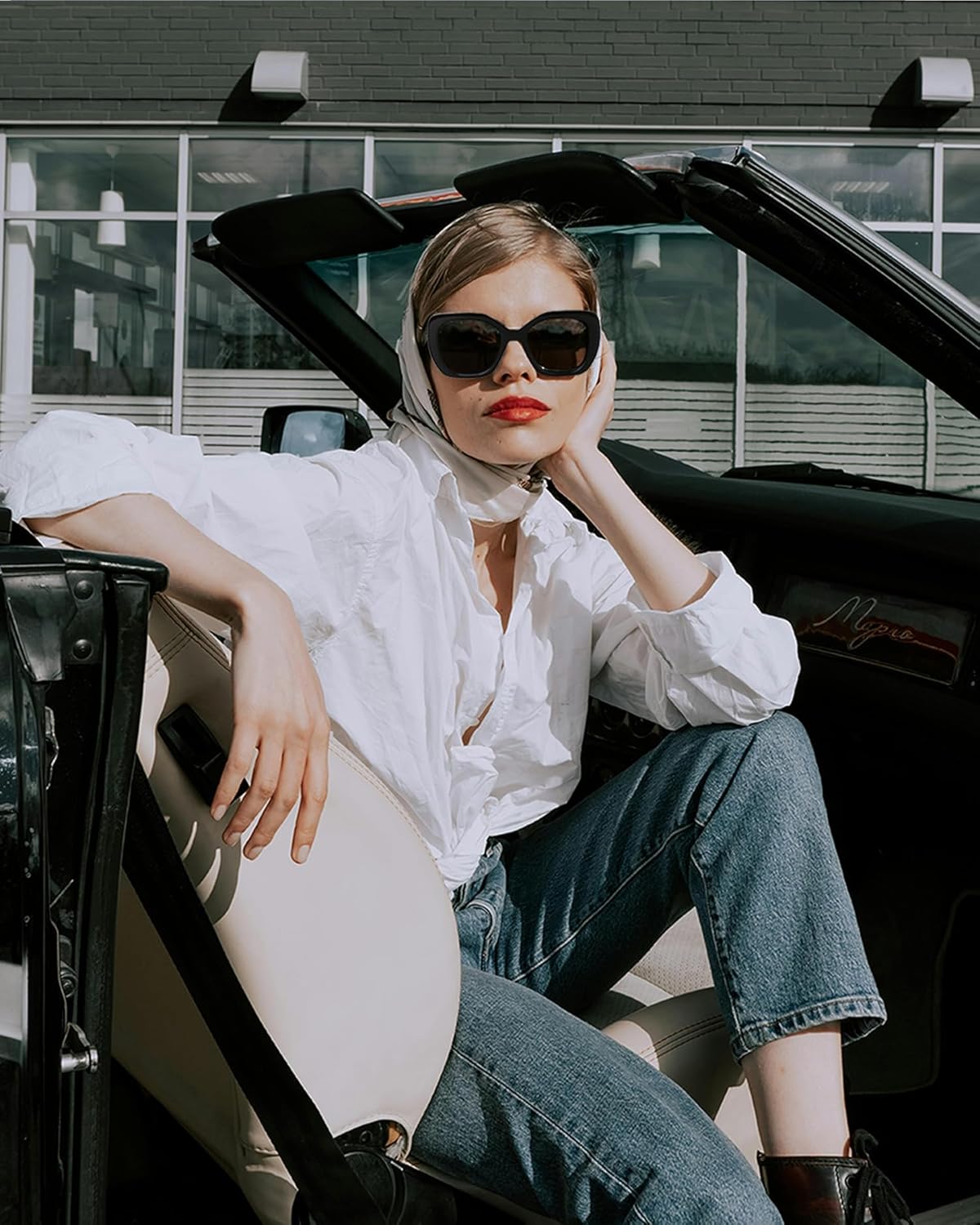 JOOX Oversized Square Sunglasses Women,Trendy Cat Eye Glasses with UV400 Protection